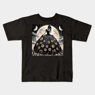 “Lunar Blossom: Enchantment Under the Moonlights” Kids T-Shirt